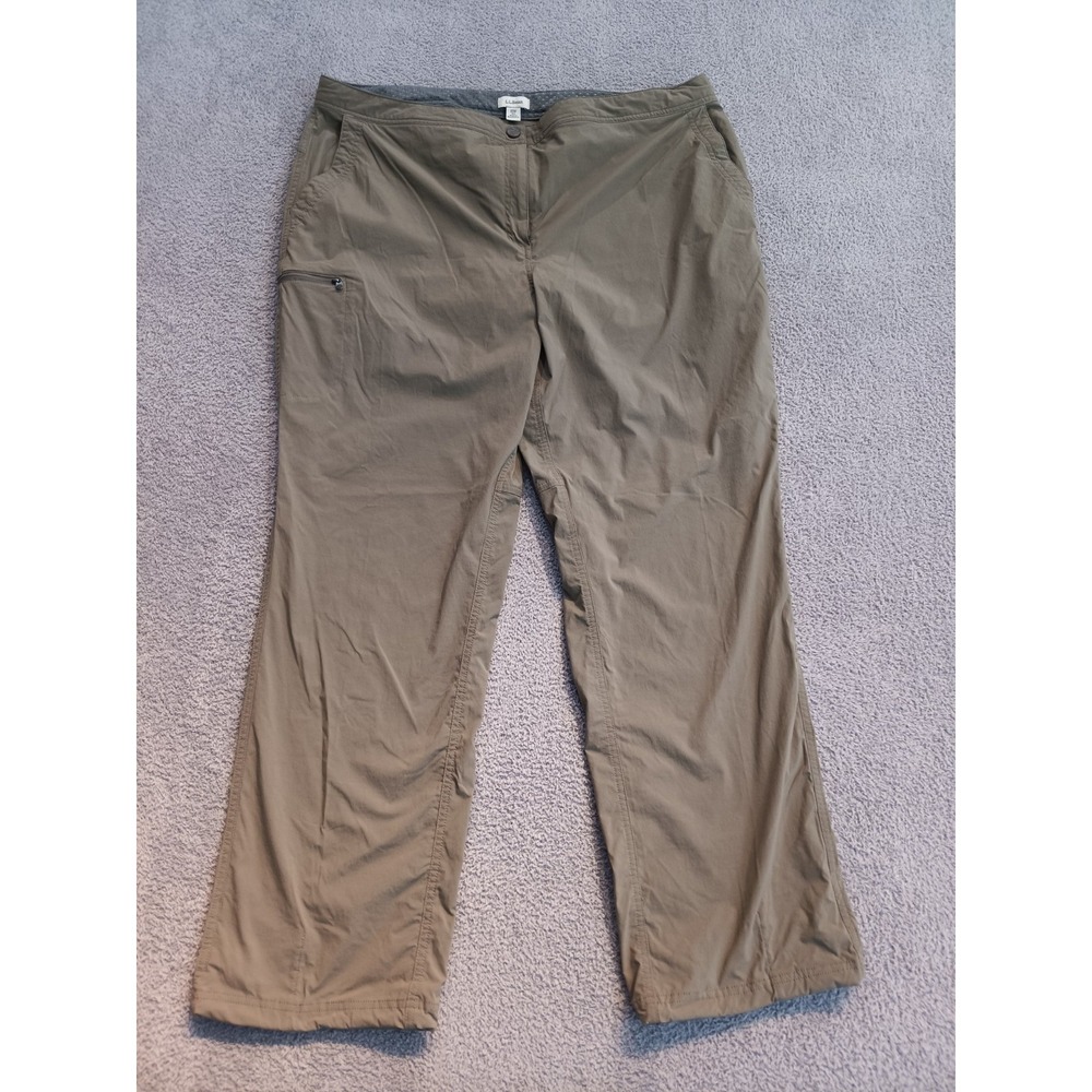 L.L.Bean Women's 18W Khaki Hiking Pants Nylon Blend Outdoor Casual